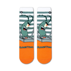 Flatlay product shot of a pair of Spongebob Plankton socks showcasing the design details.