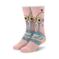 Pair of pink crew socks featuring Gary the Snail's face, blue shell, and signature eyes.  'Gary' is written at the bottom.