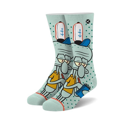  light green squidward tentacles socks. perfect for men, women, and spongebob fans.  