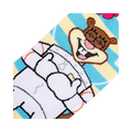 Close-up detail shot of Sandy Cheeks' face on the Spongebob Squarepants Sandy Cheeks crew socks.