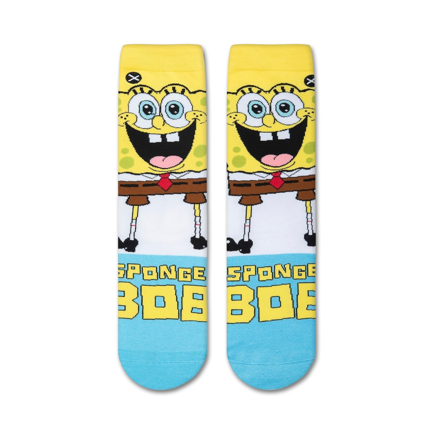 Pair of Spongebob Squarepants Smilepants socks shown against a white background.