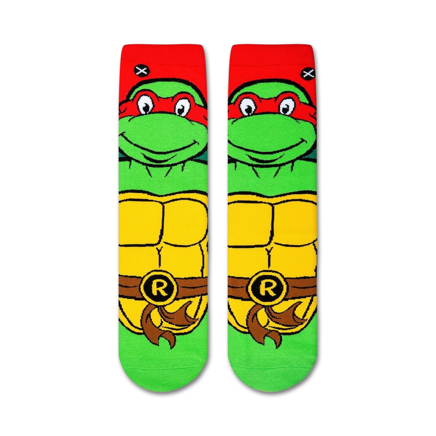 Close-up product shot of the TMNT Raphael socks showcasing the design details.