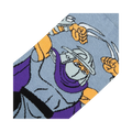 Close-up detail shot of the TMNT Shredder sock design, highlighting Shredder's face and sais.