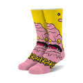 Crew socks in pink and yellow featuring Krang, the TMNT villain.  His pink brain and menacing grin are prominently displayed against a yellow background.