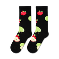 Flat lay showcasing two Apples socks, highlighting the full apple print design against a white background.