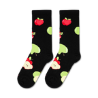 Flat lay showcasing two Apples socks, highlighting the full apple print design against a white background.