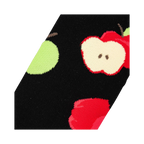 Close-up detail shot of the Apples socks, emphasizing the vibrant colors and texture of the apple design.
