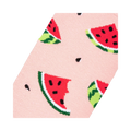 Close-up detail shot of the watermelon print on the socks.
