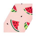 Close-up detail shot of the watermelon print on the socks.