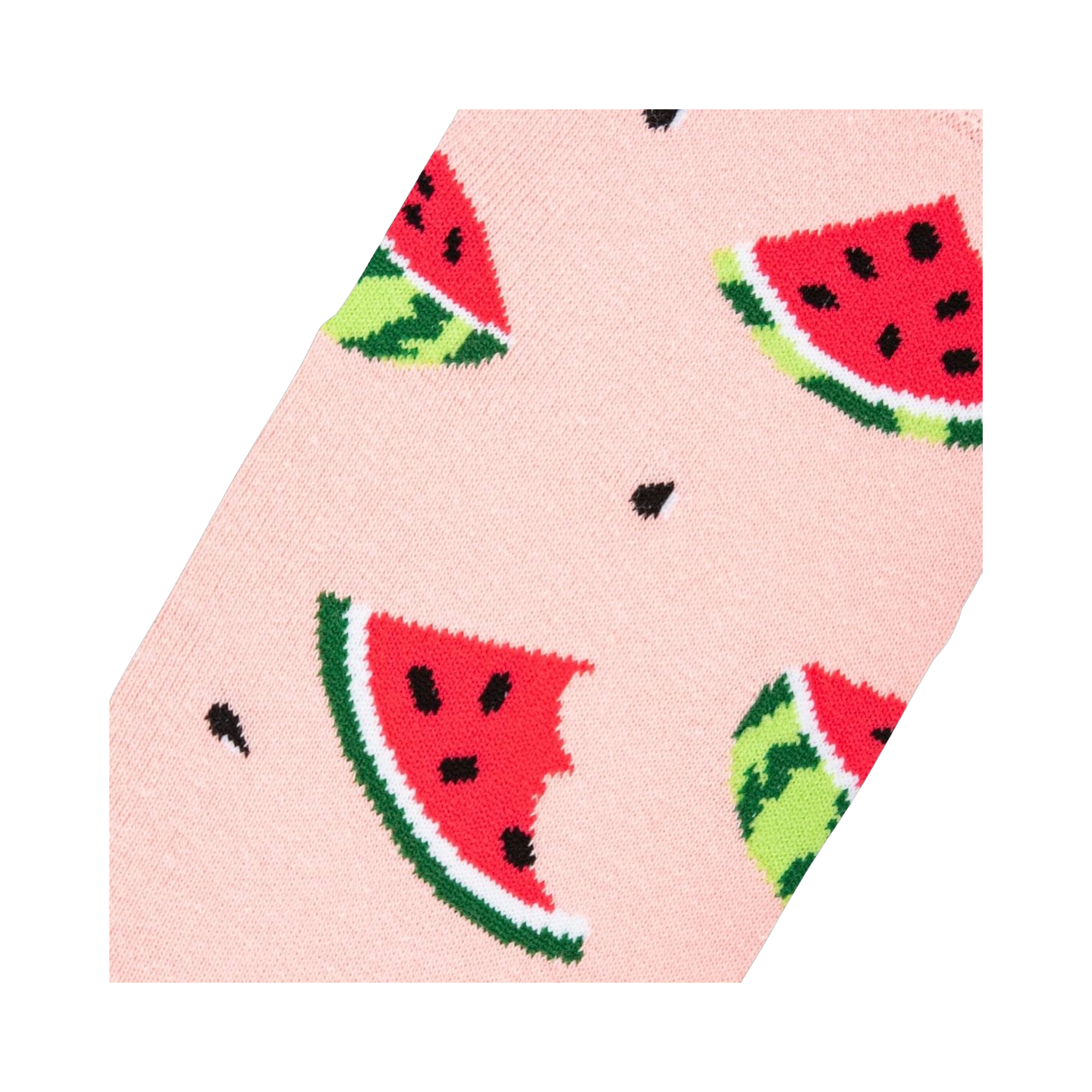 Close-up detail shot of the watermelon print on the socks.