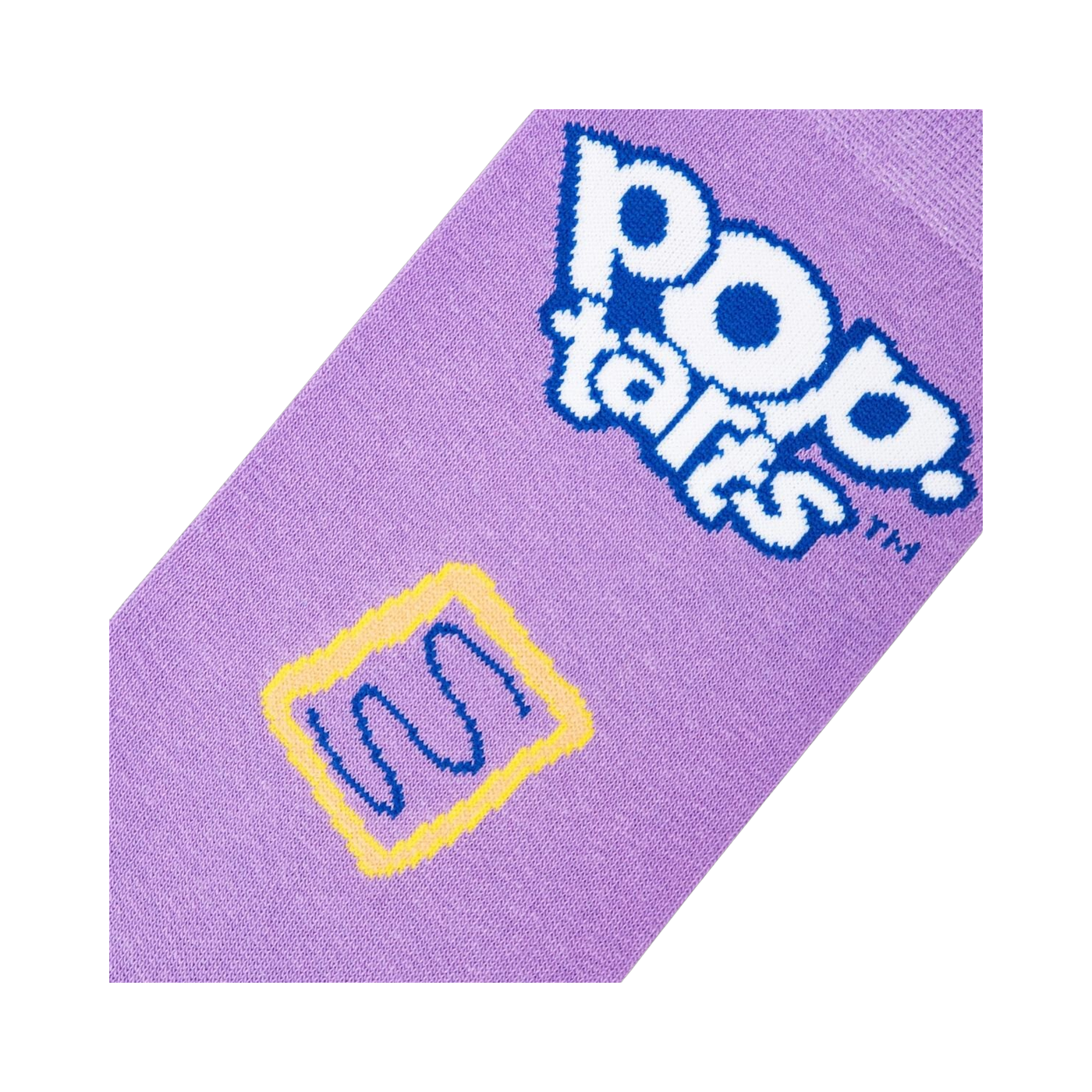 Close-up detail shot of the sock fabric, showcasing the Pop-Tarts Wildberry design and colors.