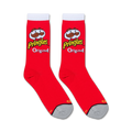 Close-up of two Pringles Original socks; showcasing the full design.