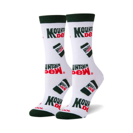 mountain dew cans mountain dew themed womens white novelty crew socks