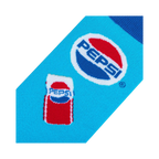 Close-up detail shot highlighting the Pepsi logo and can graphic on the sock's fabric.