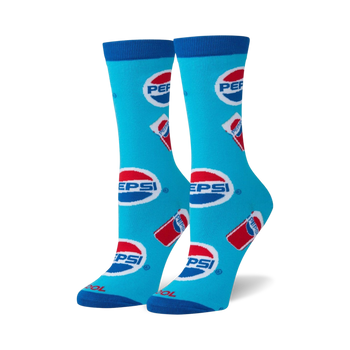 blue pepsi can graphic crew socks for women  