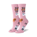 Lifestyle shot of two women's feet wearing the Crazy Cat Lady socks.
