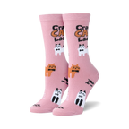 Lifestyle shot of two women's feet wearing the Crazy Cat Lady socks.