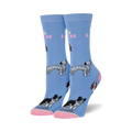 Lifestyle shot of a person wearing the Dog Lover socks, showcasing how they look when worn.
