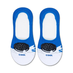 Pair of blue and white no-show socks with an Oreo cookie design and 'Cool' text. 