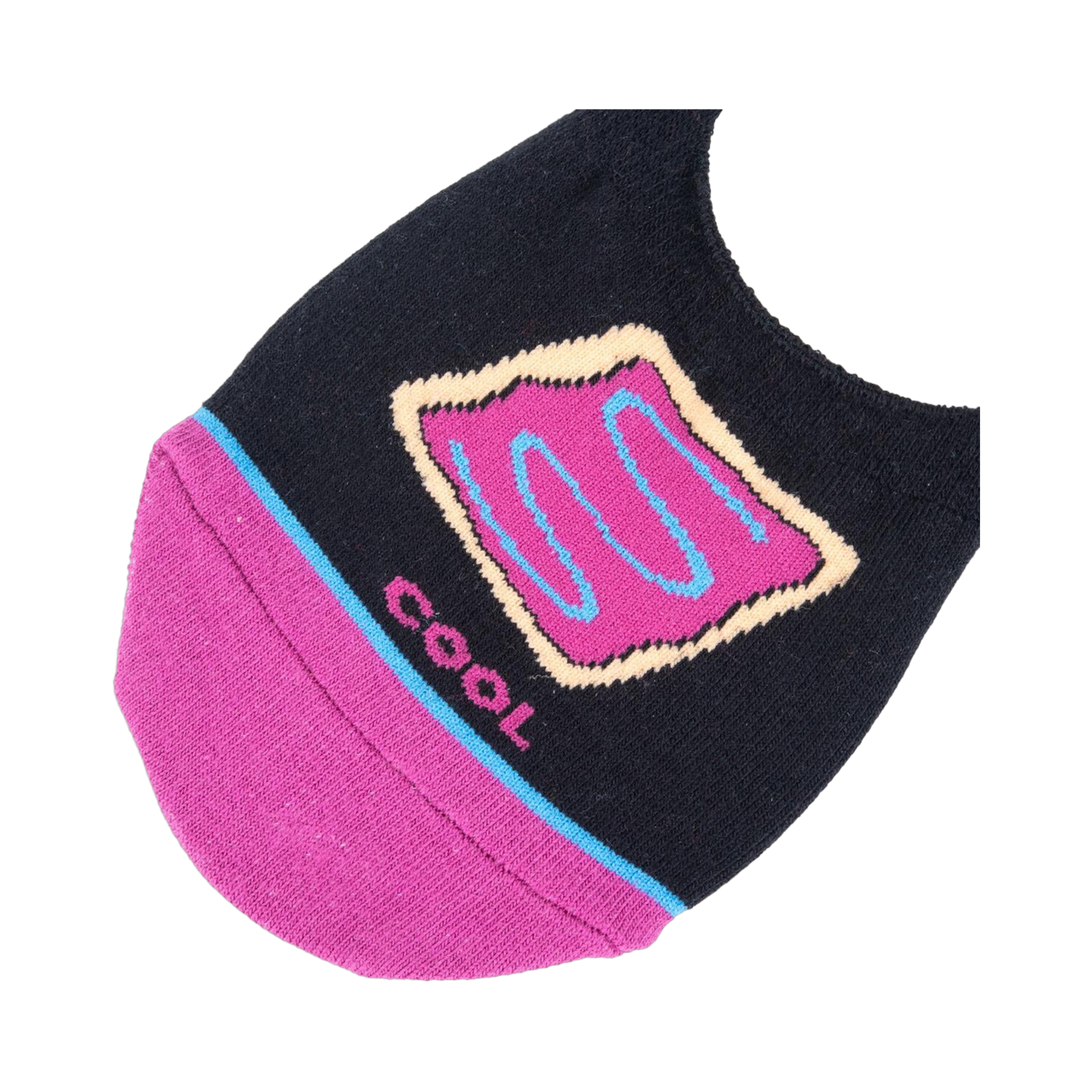 Close-up detail shot of a single Pop-Tart no-show sock, highlighting the pastry graphic and 'COOL' text.