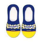 Pair of blue and yellow Rugrats no-show socks.  The socks feature the Rugrats logo and 'COOL' text.