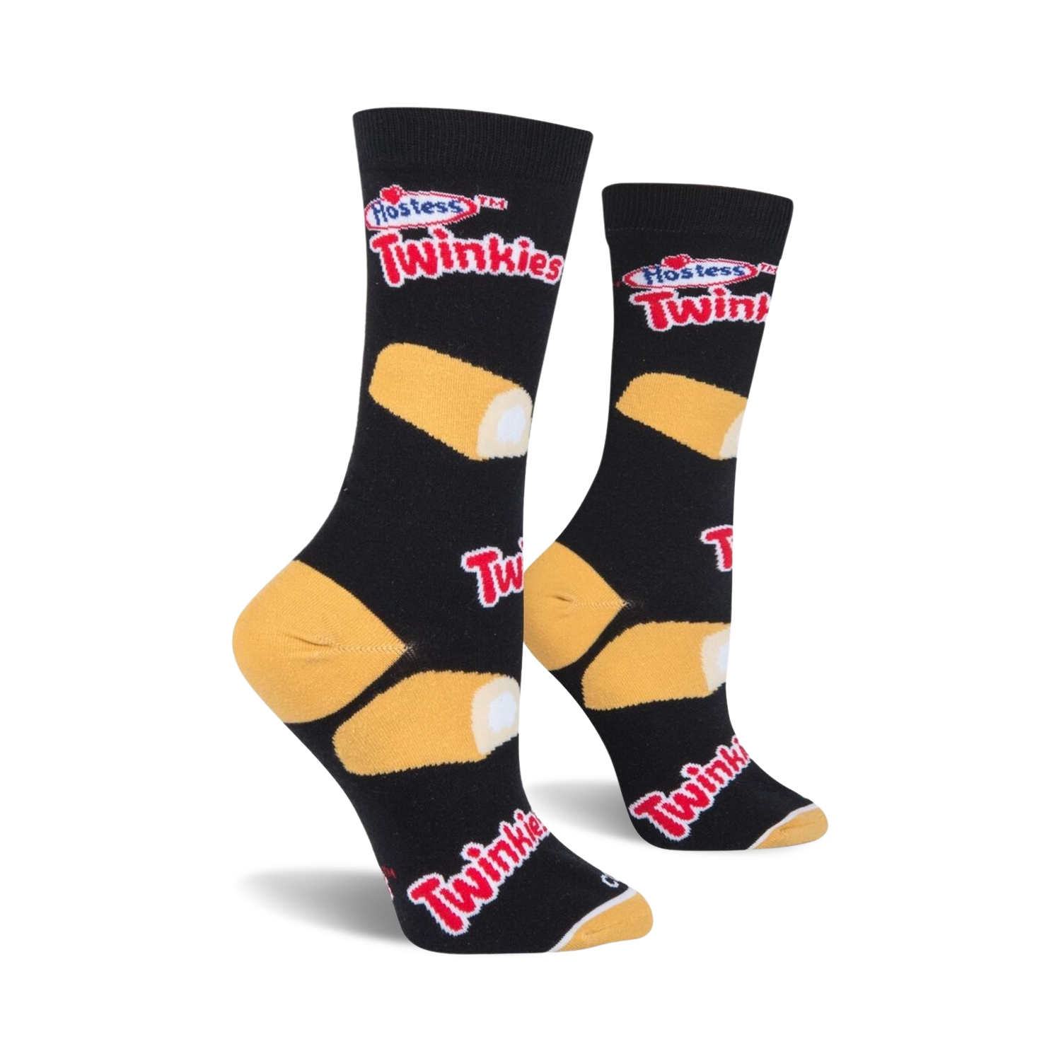 Flat lay showcasing a pair of Twinkies socks against a white background.