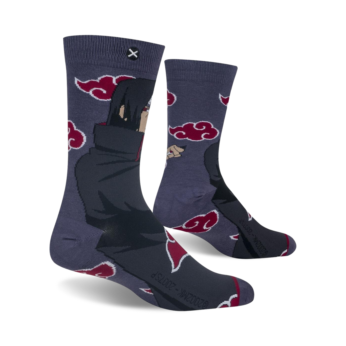 Lifestyle shot of Itachi socks on a model's feet, showcasing the fit and design from a different angle.