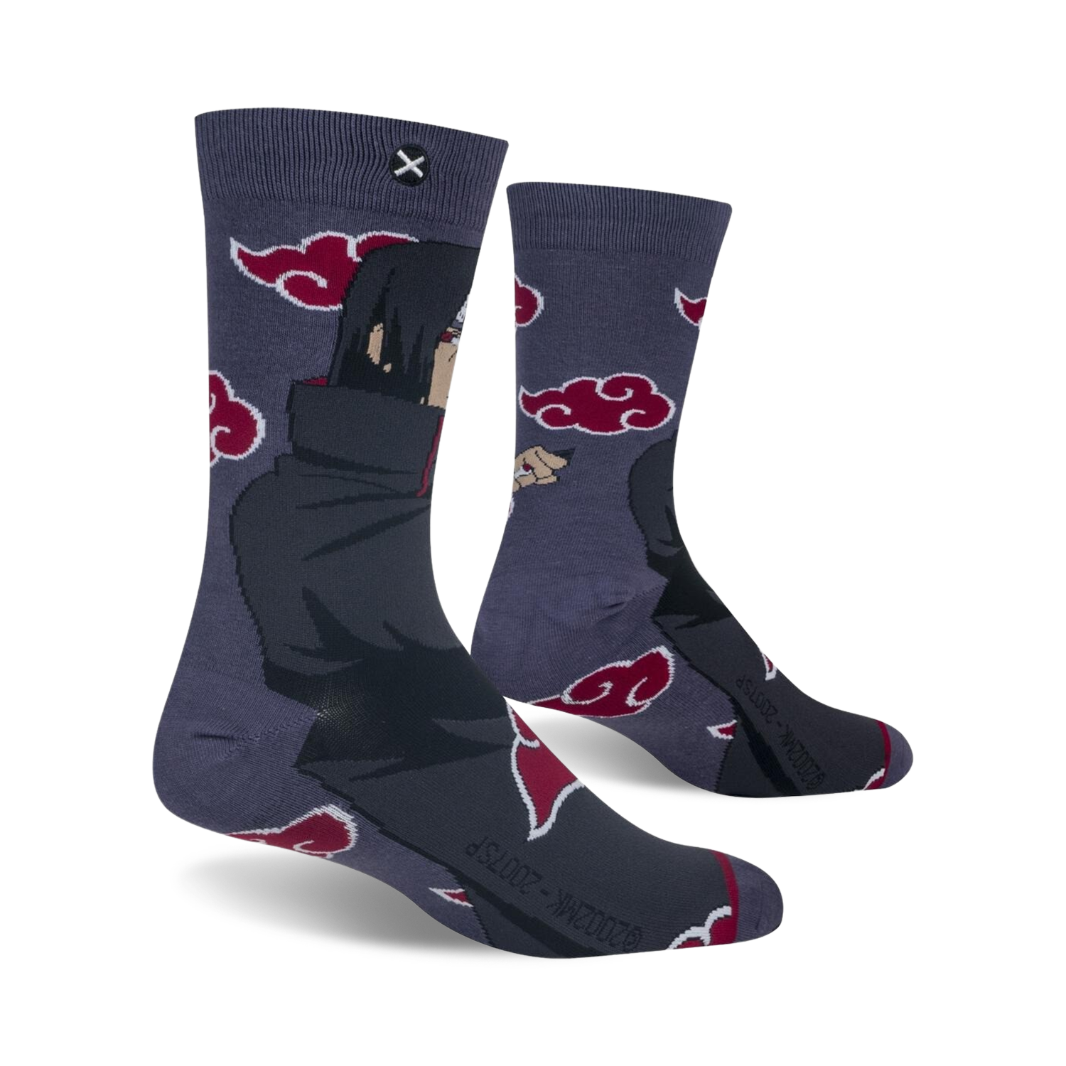 Lifestyle shot of Itachi socks on a model's feet, showcasing the fit and design from a different angle.