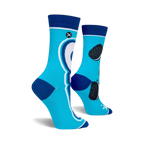 Close-up view of a pair of Oreo-themed socks, showcasing the detailed cookie and milk design.