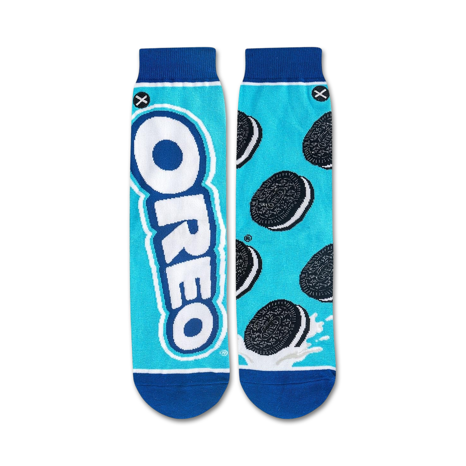 Flat lay product shot of the Oreo socks, highlighting the full design.
