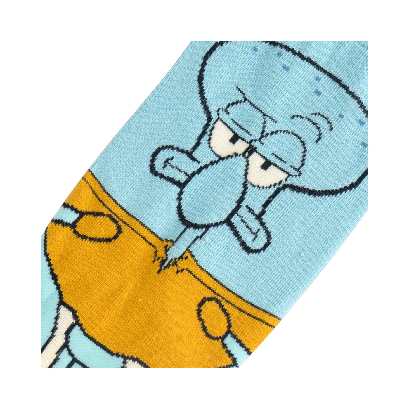 Close-up of the Squidward portion of the sock, showcasing the detailed print.
