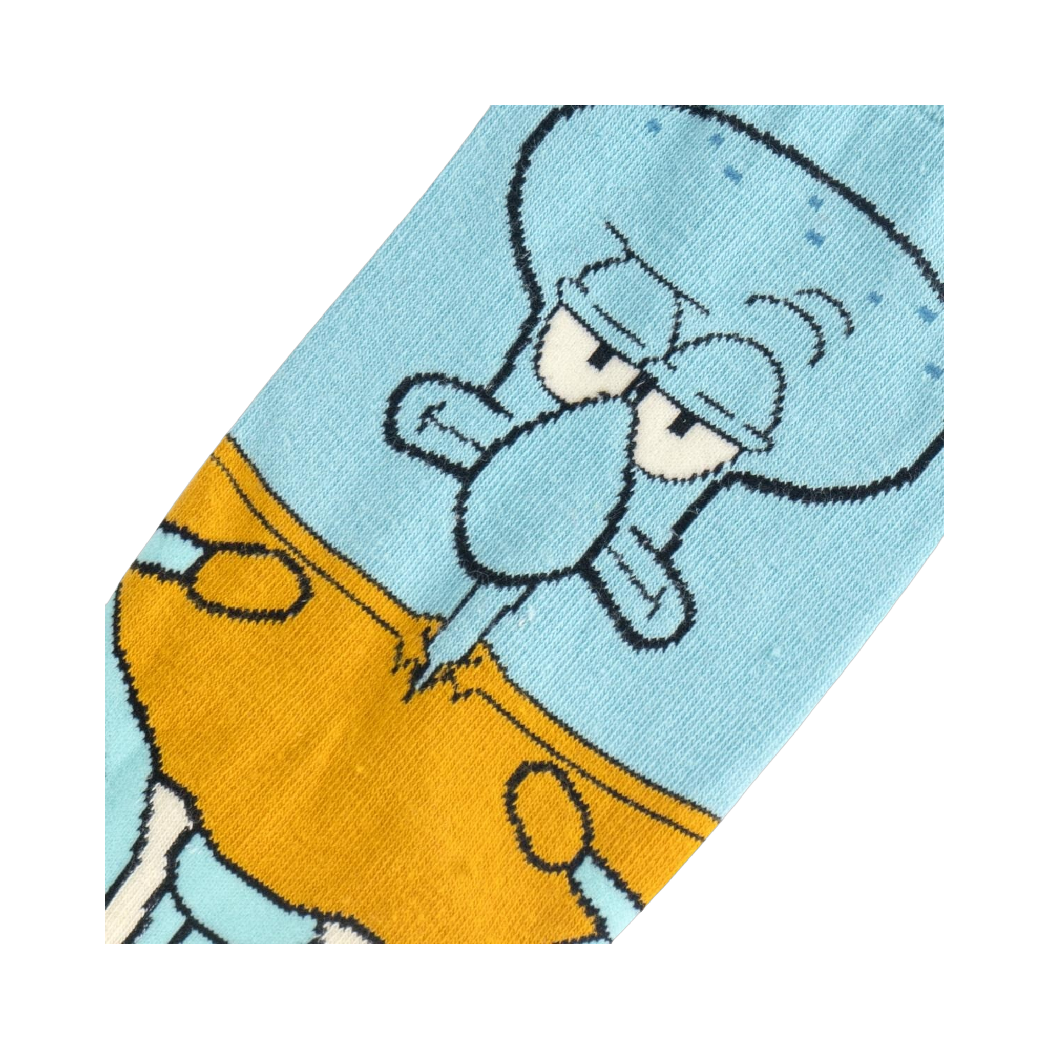 Close-up of the Squidward portion of the sock, showcasing the detailed print.