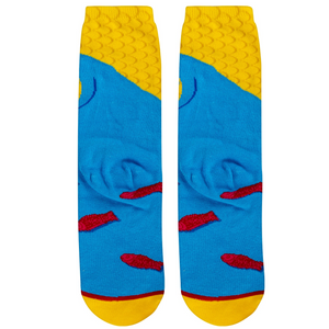 Close-up detail shot of the Swedish Fish sock design; highlighting the colors and candy details.