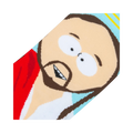 Detailed close-up of the South Park Jesus face on the sock; shows off the expression and fine details of the image.