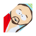 Detailed close-up of the South Park Jesus face on the sock; shows off the expression and fine details of the image.