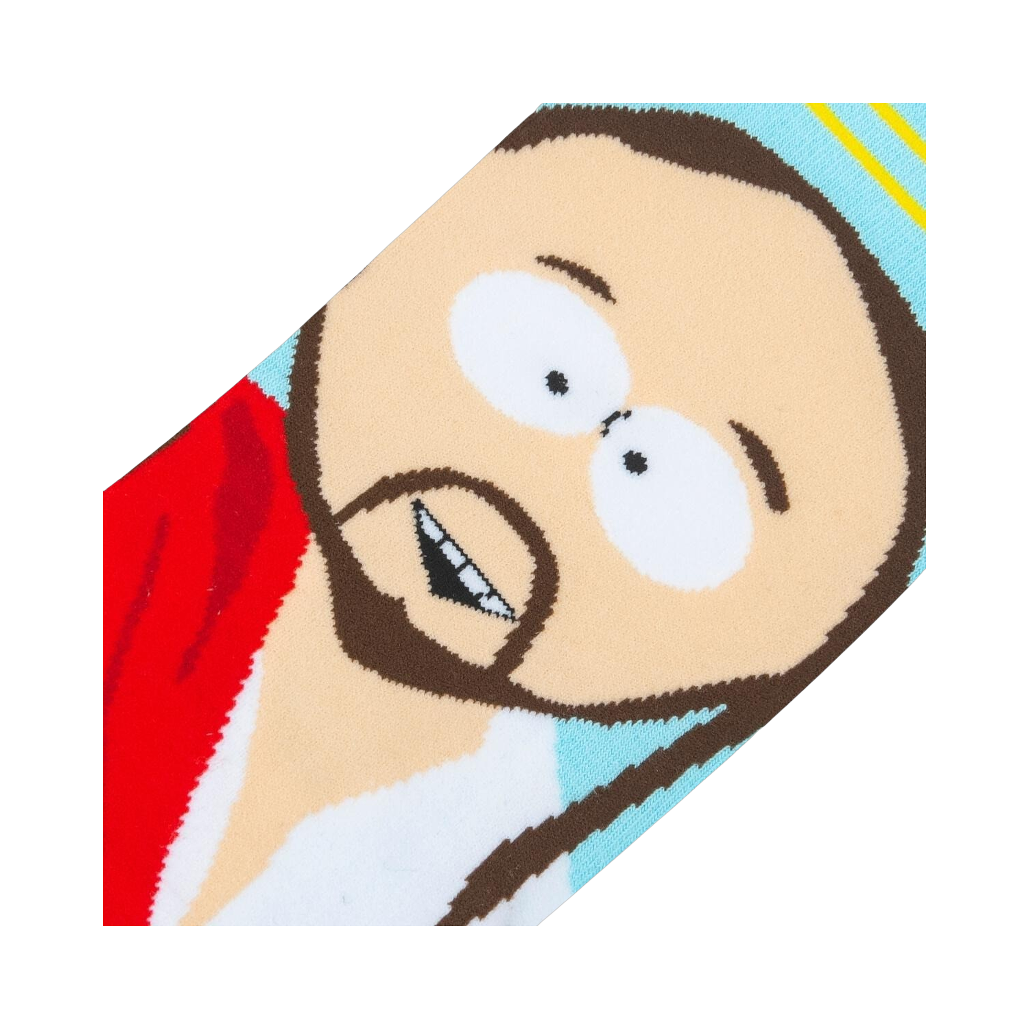Detailed close-up of the South Park Jesus face on the sock; shows off the expression and fine details of the image.
