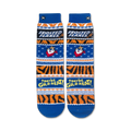 Flat lay product shot of Frosted Flakes crew socks, showing full design detail.