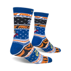 Lifestyle shot of Frosted Flakes socks on a model's feet, highlighting the sock's fit and style.