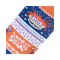 Close-up detail shot of the Chuckie Ugly Sweater socks, highlighting the Rugrats logo and Chuckie's face.