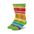 Crew socks in green, red, yellow, and blue feature a pixelated Teenage Mutant Ninja Turtles ugly sweater design.