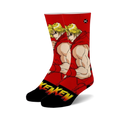 Crew socks featuring Street Fighter 2's Ken in red and black.  The design showcases Ken's portrait and his name in a bold font.
