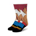 Pair of black, blue, and red crew socks featuring Street Fighter 2's Sagat; his image is predominantly displayed.