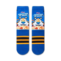 Close-up view of two Frosted Flakes socks laid flat, showing the full design and details.