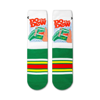 Flatlay showcasing a pair of Mountain Dew 'Do the Dew' socks highlighting the design details.