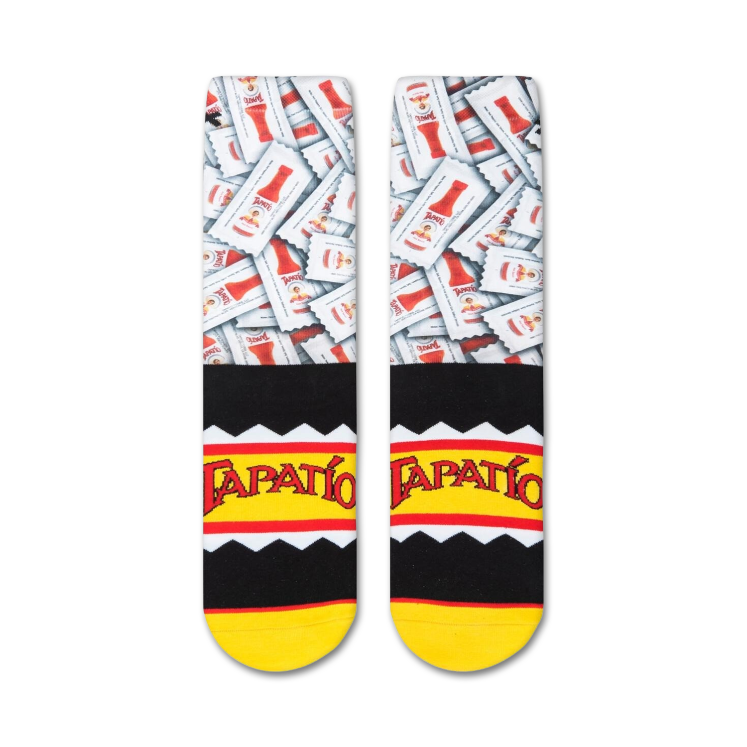 Flatlay showcasing two Tapatio To Go socks, highlighting the full design and color details.