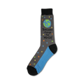Crew socks in gray and blue.  Design includes a small globe, colorful stars, and the text 'Teachers change the world!'