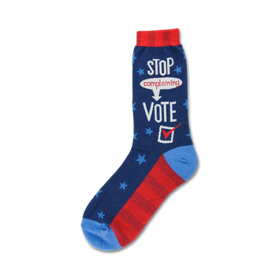 womens crew socks urging people to vote with elections-themed design.  