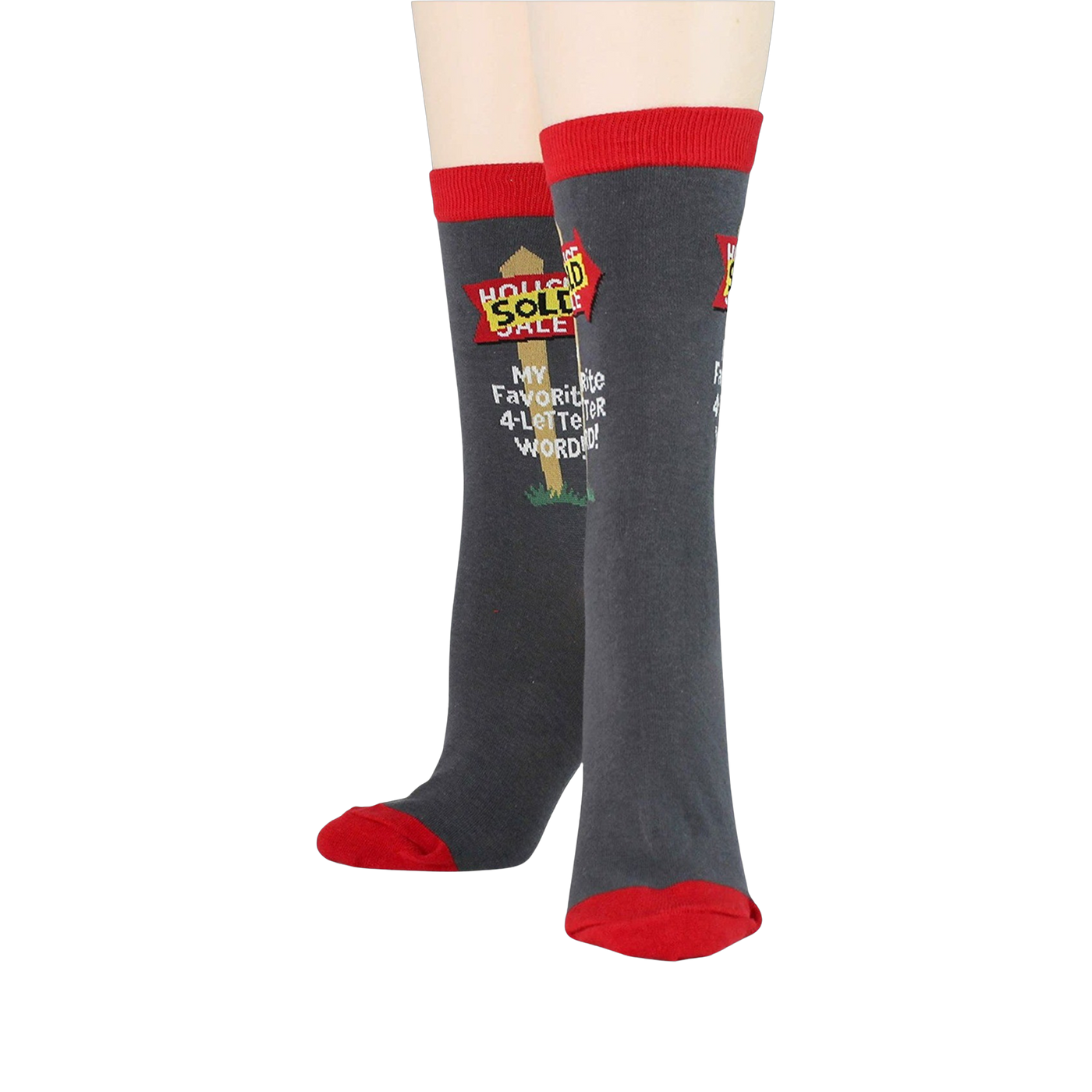 Flatlay showcasing a pair of 'Realtor' socks, highlighting the design detail.