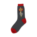 Crew socks in dark grey with red cuffs.  Design features a 'House Sold' sign and the text 'My Favorite 4-Letter Word!'
