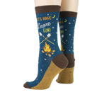 Back view of a model wearing the 'Let's Have S'more Fun!' socks.